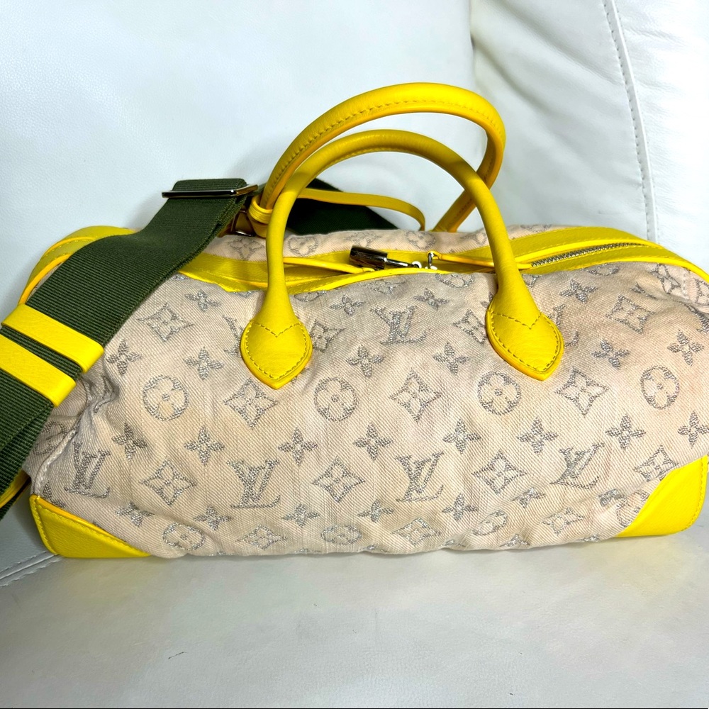 Authentic Louis Vuitton Printemps Handbag - Denim w/ Silver Metallic LV monogram
